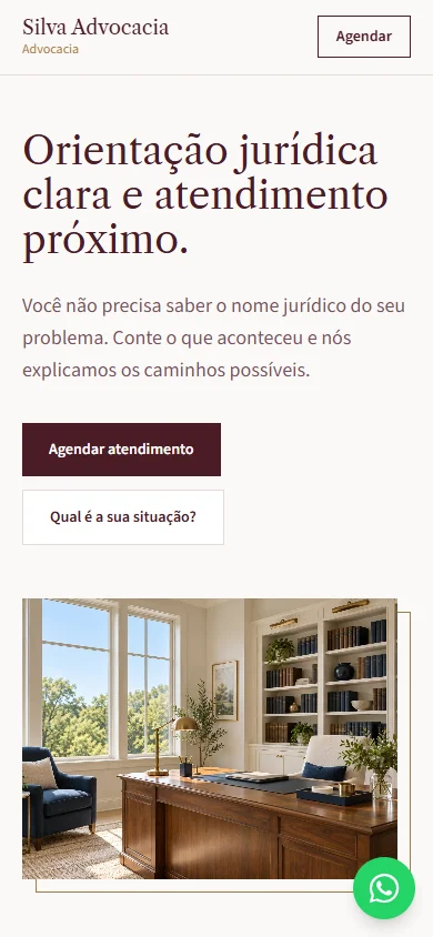 Modelo de escritório de advocacia no celular