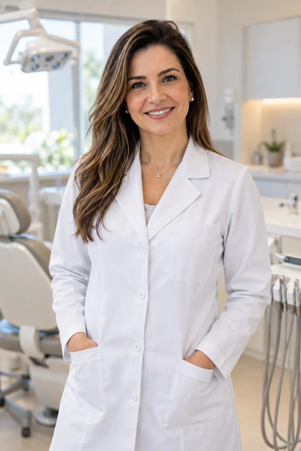 Dentista de jaleco branco no consultório