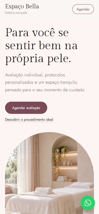 Modelo de clínica de estética no celular